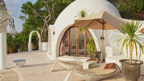 uniquely designed tiny dome villa with tropical garden