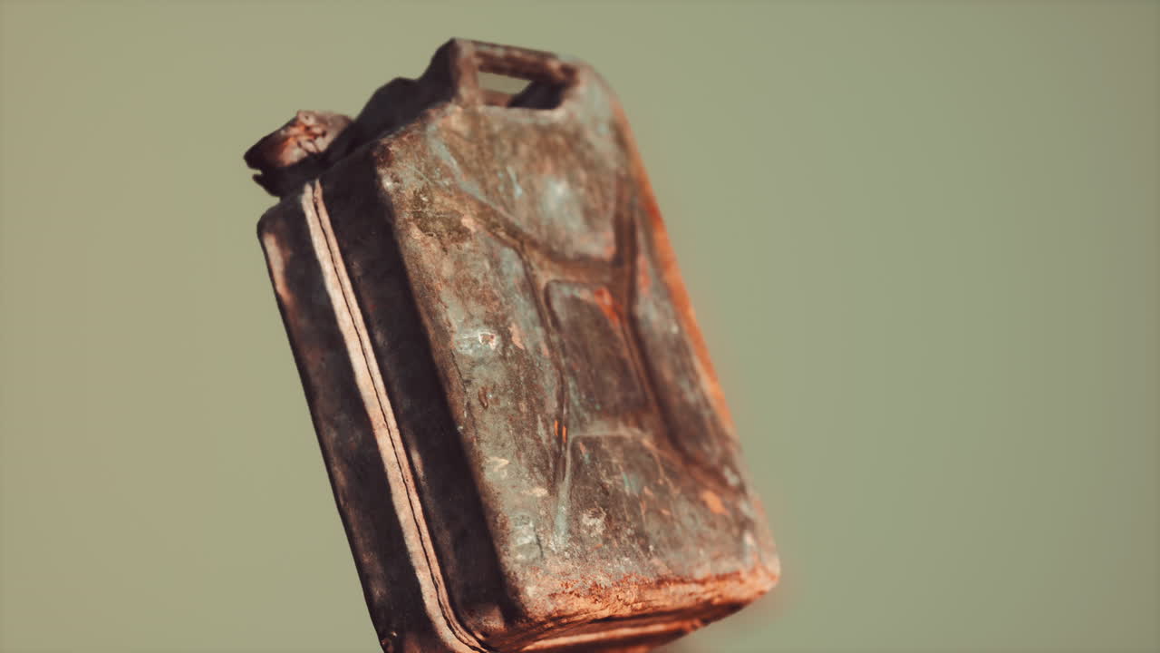 viejo depósito de combustible oxidado del ejército