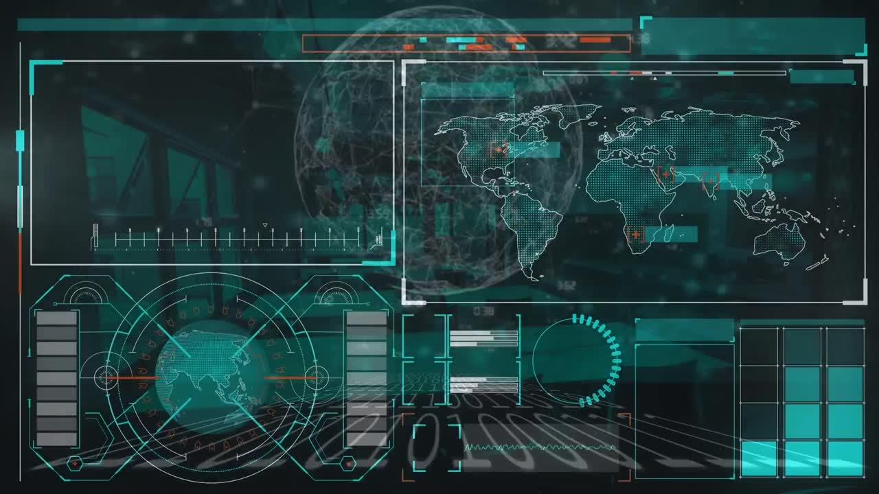 Animation of data processing over server room