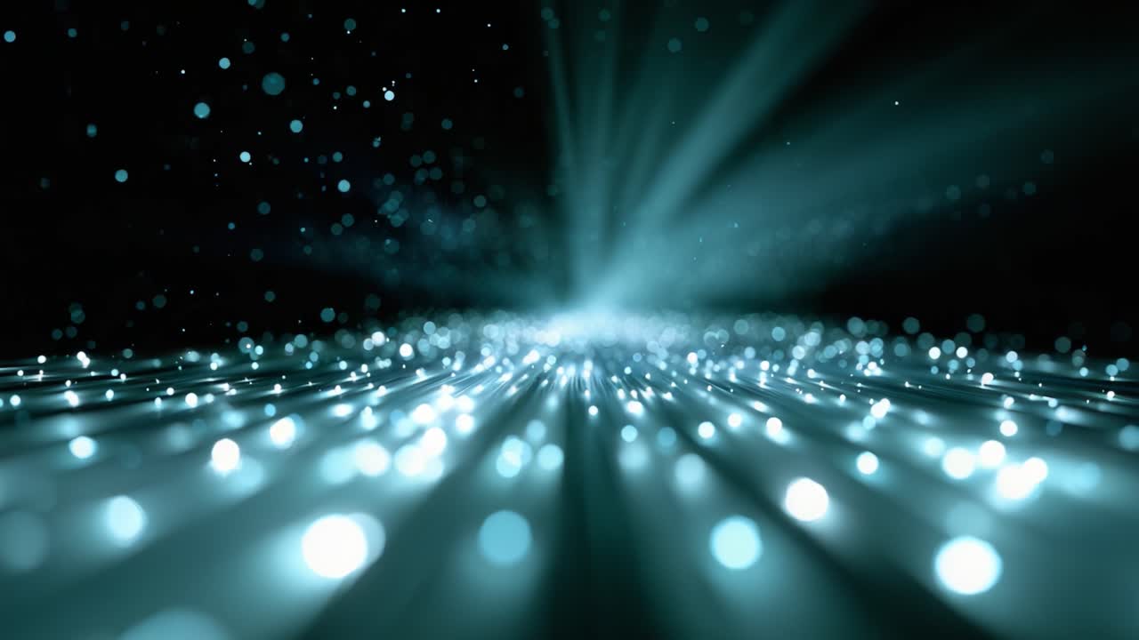 Dynamic Light Rays and Particles Create a Mesmerizing Visual Experience with Ethereal Glow and Depth in Abstract Cosmic Setting
