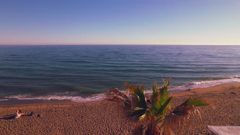 drone moving forward near the coastline of mijas costa, andalusia, spain