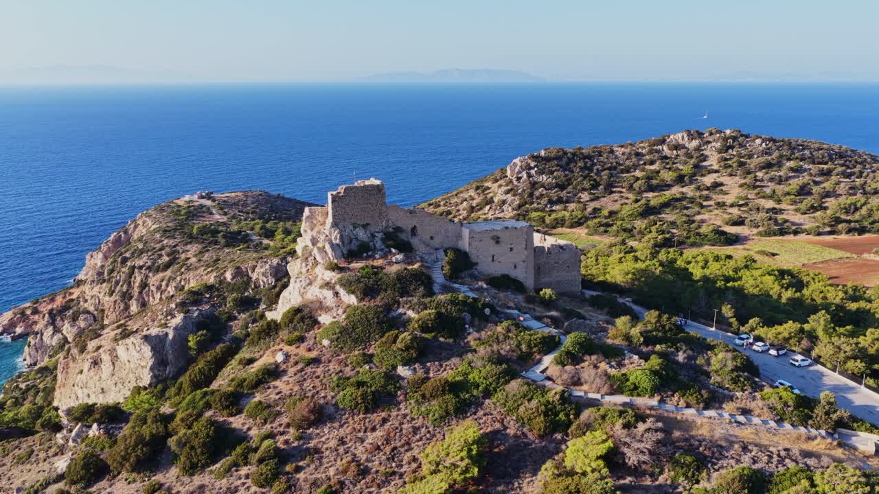 Aerial View of a Castle by the Sea