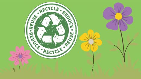 animación del texto y el logotipo de reciclaje en todo el mundo, sobre fondo negro
