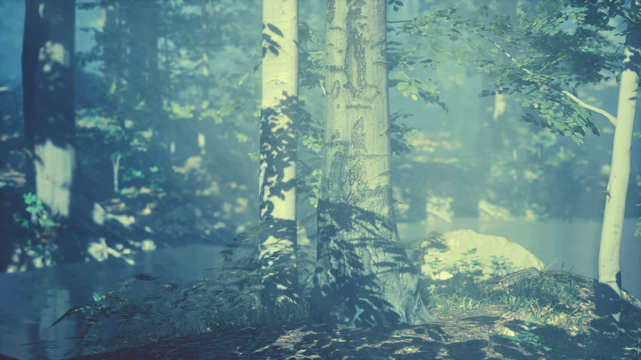 숲 속의 아름다운 아침