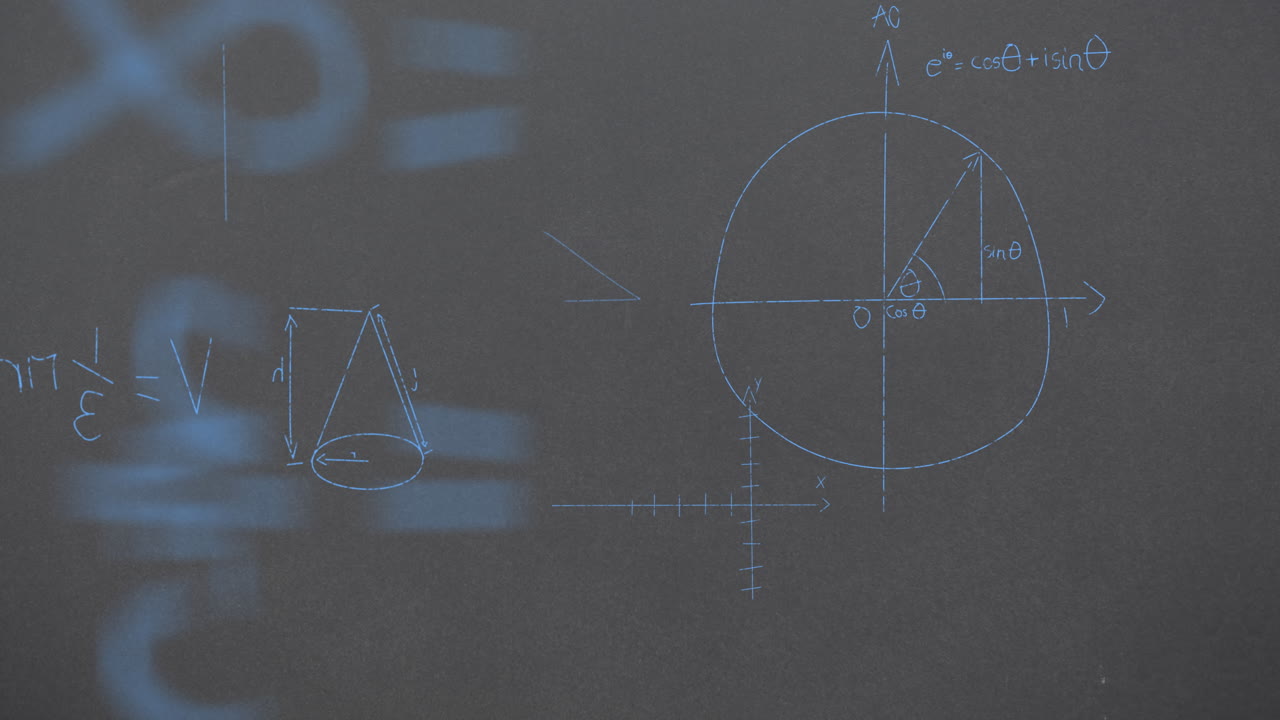 회색 배경 위의 수학 방정식의 애니메이션