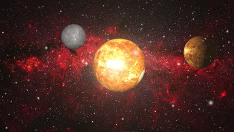 el sistema solar del planeta más interno contra el telón de fondo de la vía láctea, el universo