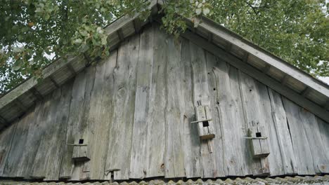 Three-old-empty-abandoned-wooden-bird-houses-nowhere-to-live
