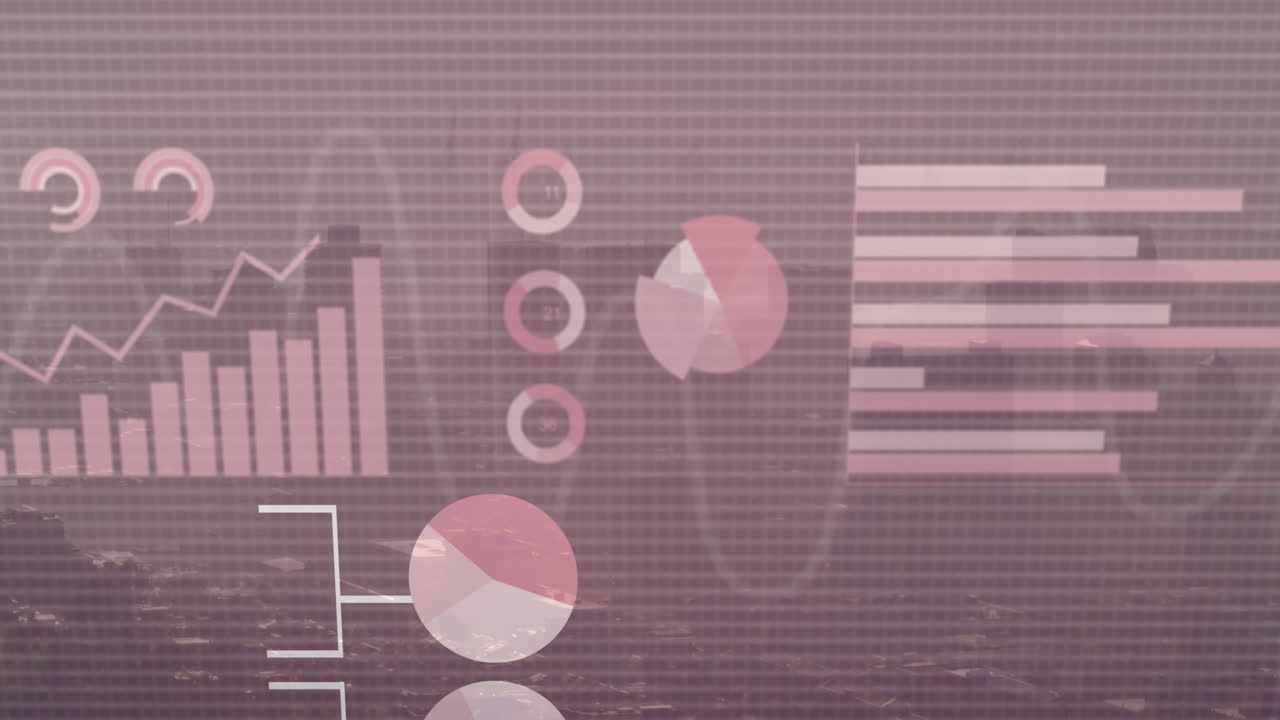 animación del procesamiento de datos financieros sobre el paisaje urbano