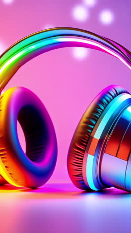 bright headphones on bold backdrop. brightly colored headphones rest against a colorful background, creating an energetic and lively atmosphere.