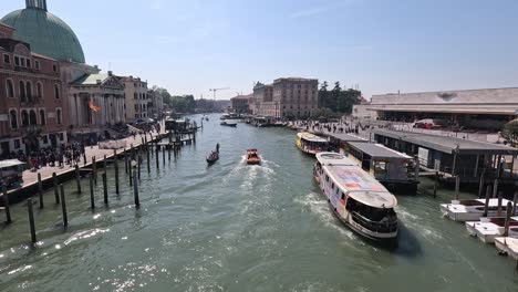 boats moving through a busy venice canal