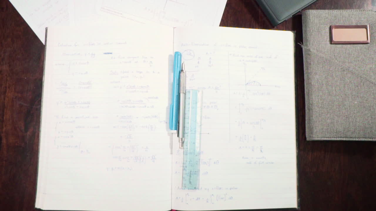 B-roll shots of math-calculus notes. Meant for atmosphere and extra scenery.