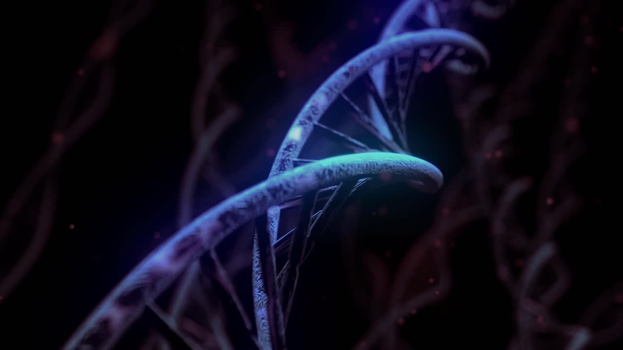 DNA spinning RNA double helix slow science electron microscope closeup dof 4K