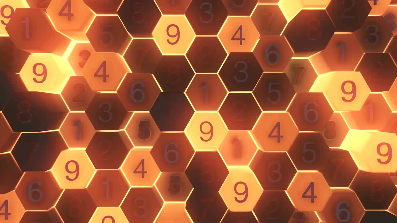 4K Grade Abstrata de Favo de Mel Com Números Aleatórios
