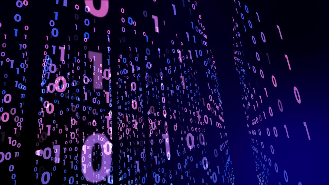 Digital technology with binary digits light path in line data of cyber programming concept