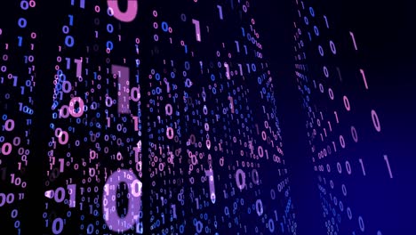 digital technology with binary digits light path in line data of cyber programming concept