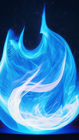 a blue flame is lit in a dark room. the blue flame is surrounded by a white glow