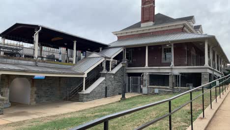 wide shot of amtrak train station in alexandria, virginia