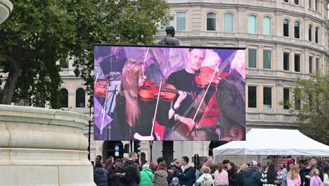 live music within trafalgar square, london, united kingdom