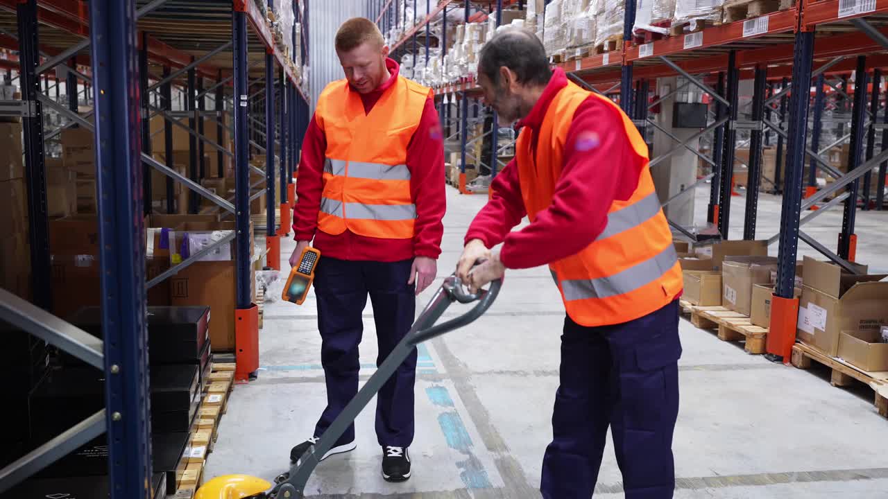 Lagerarbejdere håndterer lagerbeholdning