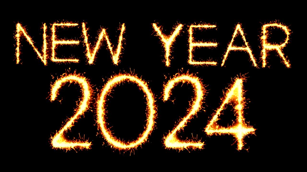 Nytår 2024 Tekst Stjernekaster Glimmer Gnister Fyrværkeri Løkkeanimation