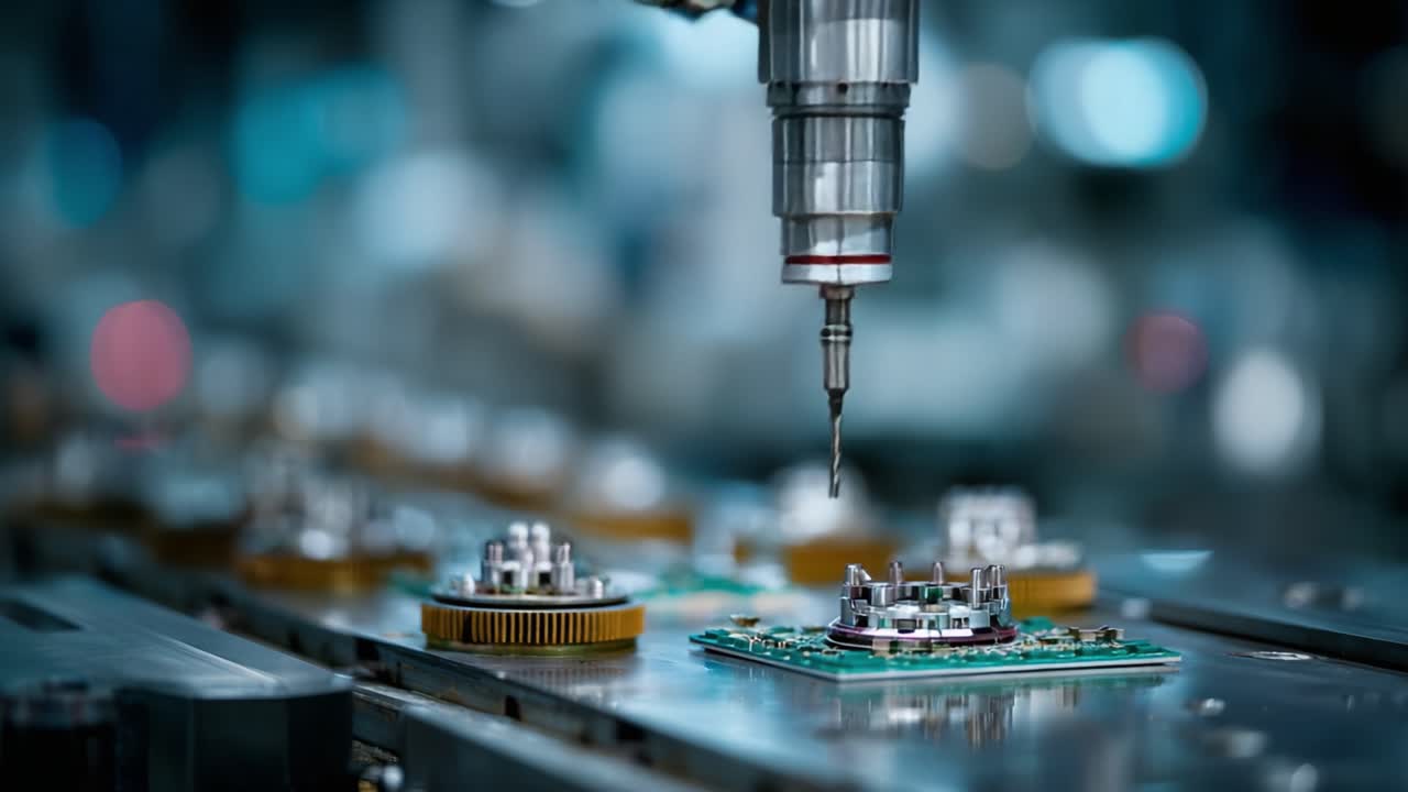Advanced Robotics in Action: Precision Manufacturing with Automated Machinery and Circuit Boards, Showcasing the Latest Innovations in Technology and Engineering