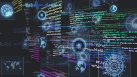 Animation of data processing on black background