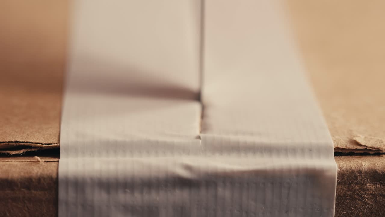 Cutting tape on a cardboard box