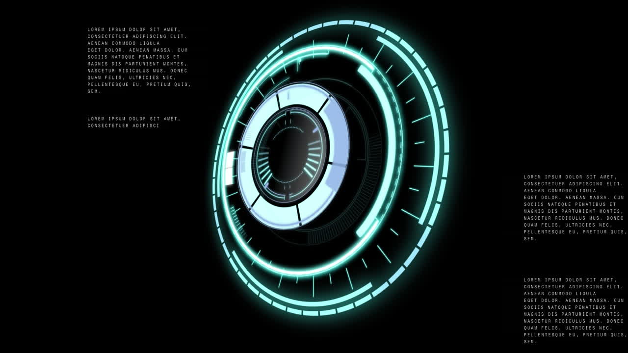Animation of rotating safe lock over data processing on black background