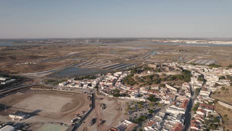 panoramic aerial of castro marim, charming town with medieval castle, algarve, portugal