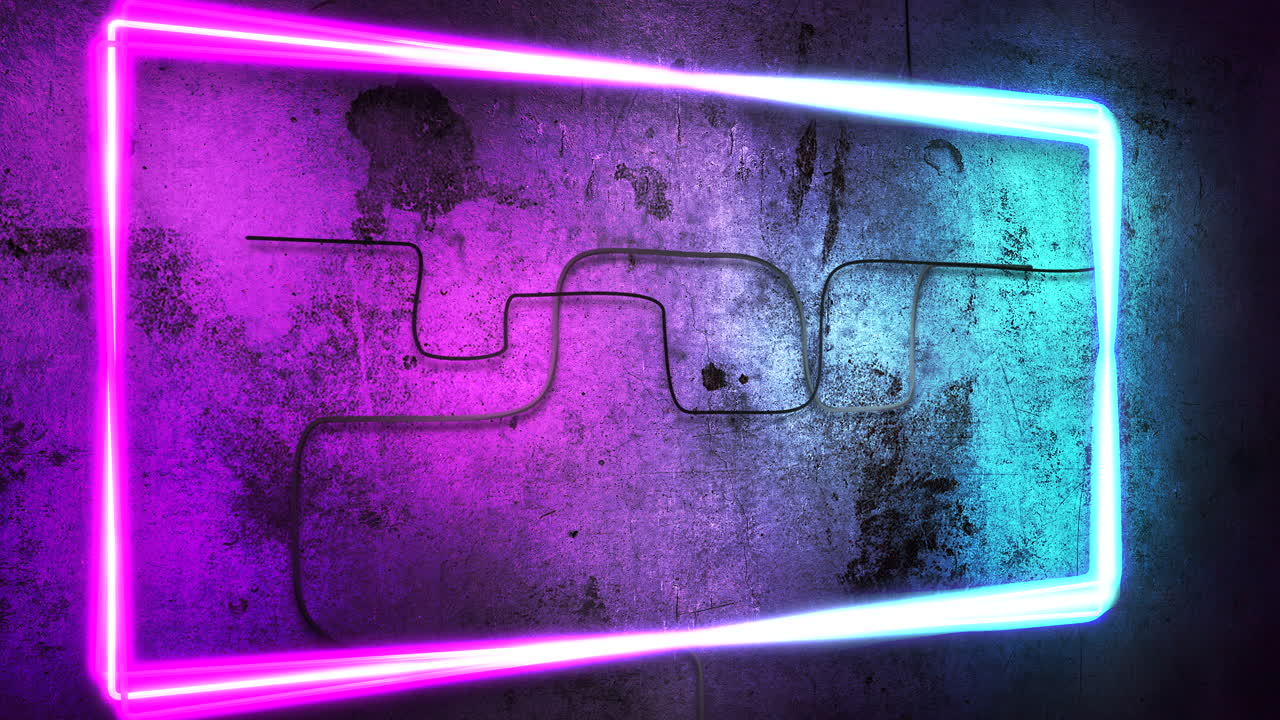 Motion colorful neon lights on wall with abstract background 1