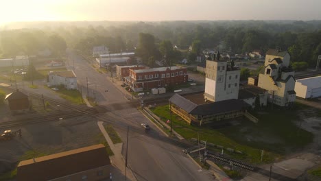 sunrise over a small town in the midwest
