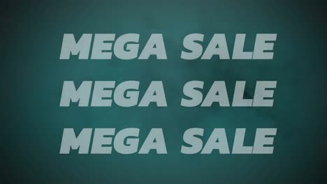 animación del texto de mega venta en letras verdes sobre humo sobre fondo verde