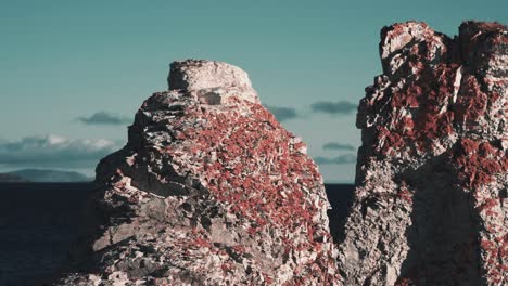 a close-up view of the dolomite formations of the trollholmsund beach in norway