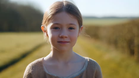 portrait of a young girl in a sunlit field