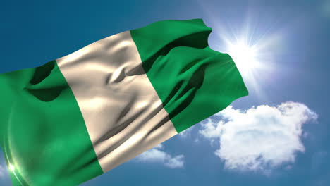 bandera nacional nigeriana soplando en la brisa