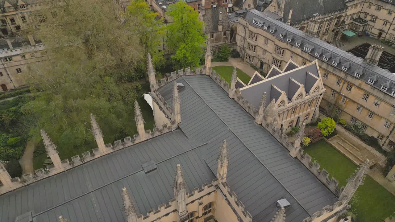 drone overview of the Sheldonian Theatre in Oxford