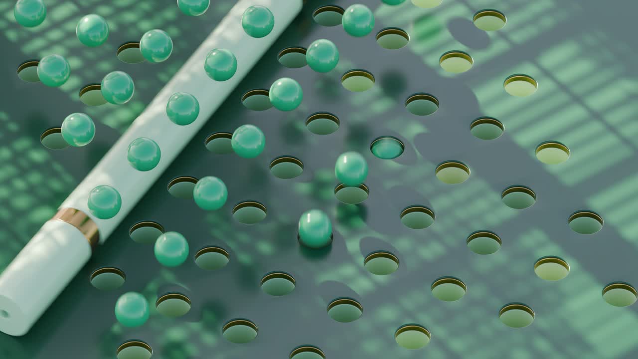 Abstract geometric pattern with spheres and cylinder