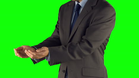 Businessman-presenting-with-hands