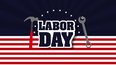 labor day card with usa flag and font