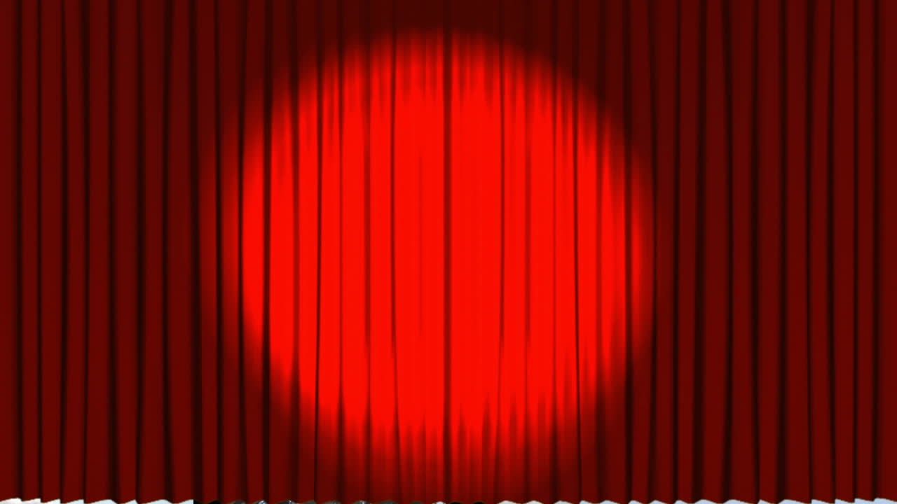 영화 롤 을 보여 주는 극장 커튼