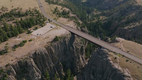 aerial view of a bridge over a deep canyon