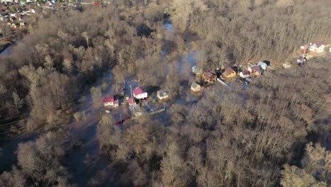 top view of the flood zone. wetland formed by rapid snow melt. the concept of flood forecasting and mitigation measures.