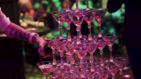 champagne tower at a party