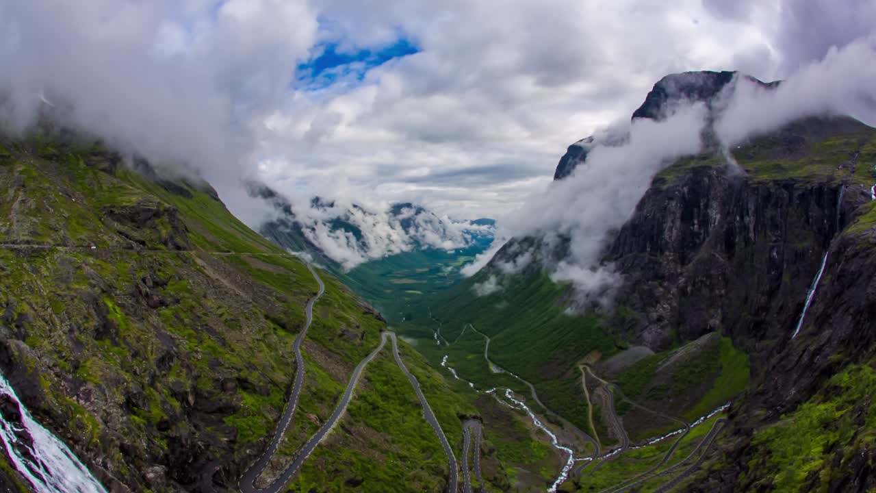 Troll's Path Trollstigen or Trollstigveien winding mountain road.