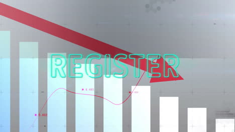 animation of declining bar graph with red arrow and data points in school