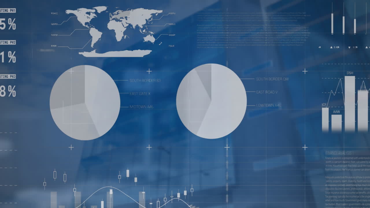 높은 건물의 낮은 각도 시야에 대한 통계 데이터 처리의 애니메이션