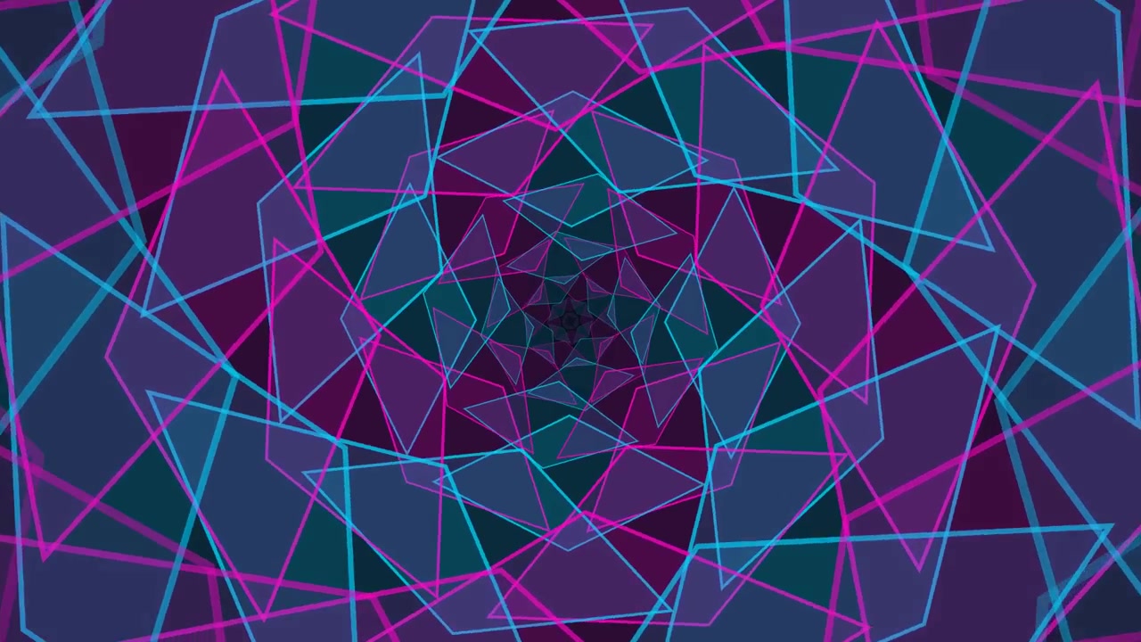 Abstract Geometric Spiral Animation with Neon Lines