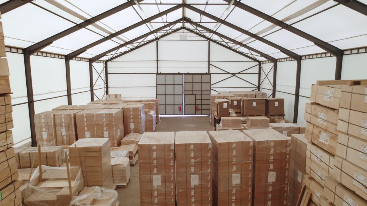 Warehouse Interior with Packed Goods