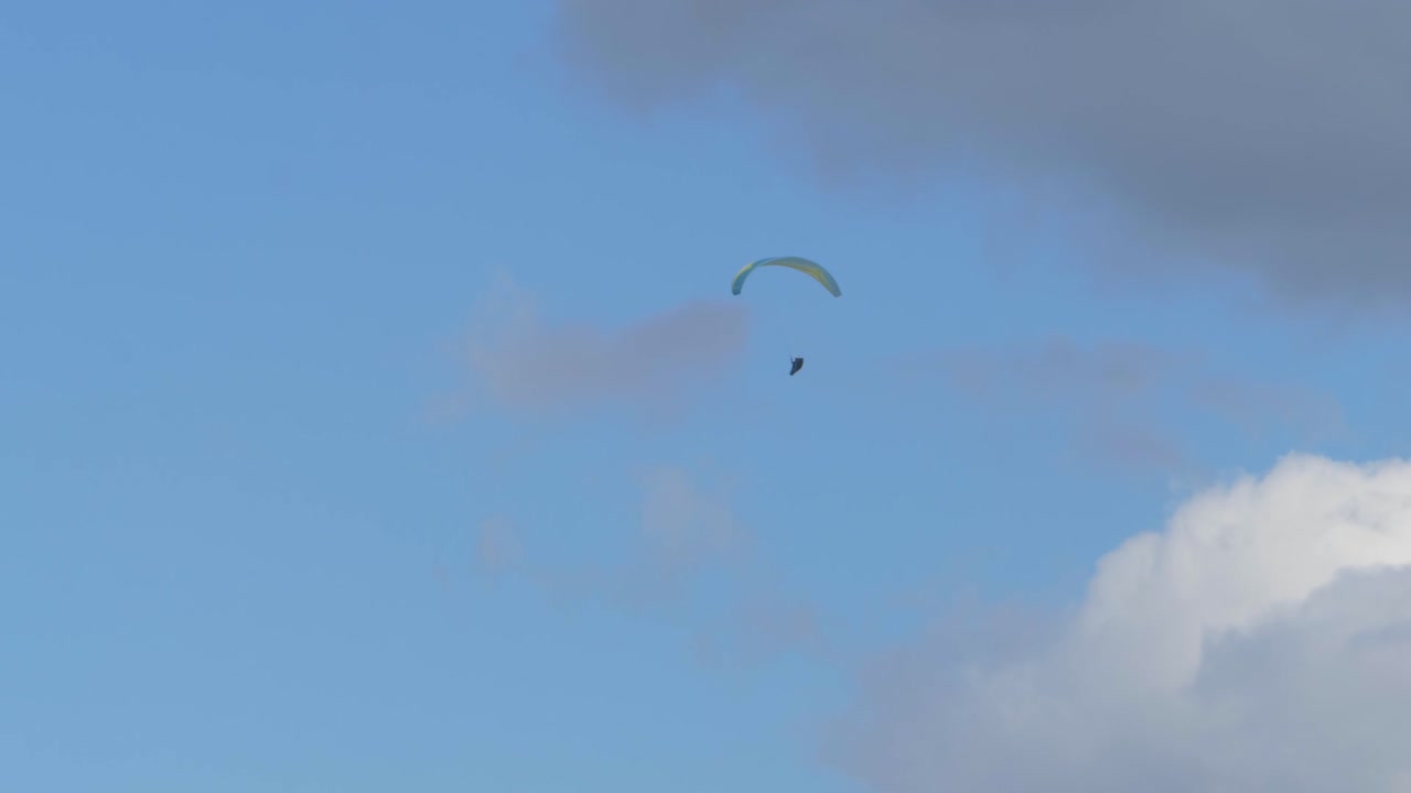 Paragliding Against Blue Sky In Summer - Rosins Lookout Conservation Park - Beechmont, Queensland, Australia. - low angle, static