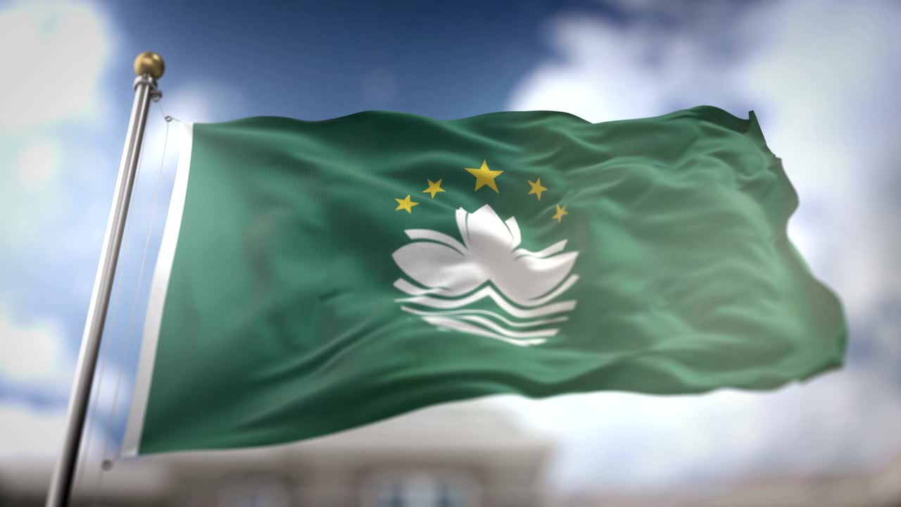 마카오 발을 흔들고 있는 느린 동작 3d 렌더링 파란 하늘 배경 - 원활한 루프 4k